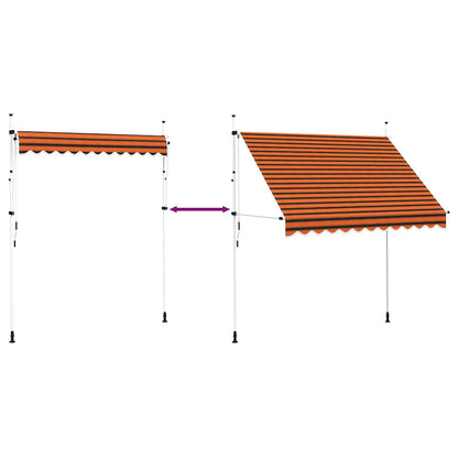 Toldo retrátil manual 250 cm laranja e castanho