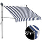 Toldo retrátil manual com LED 150 cm azul e branco