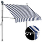 Toldo retrátil manual com LED 200 cm azul e branco