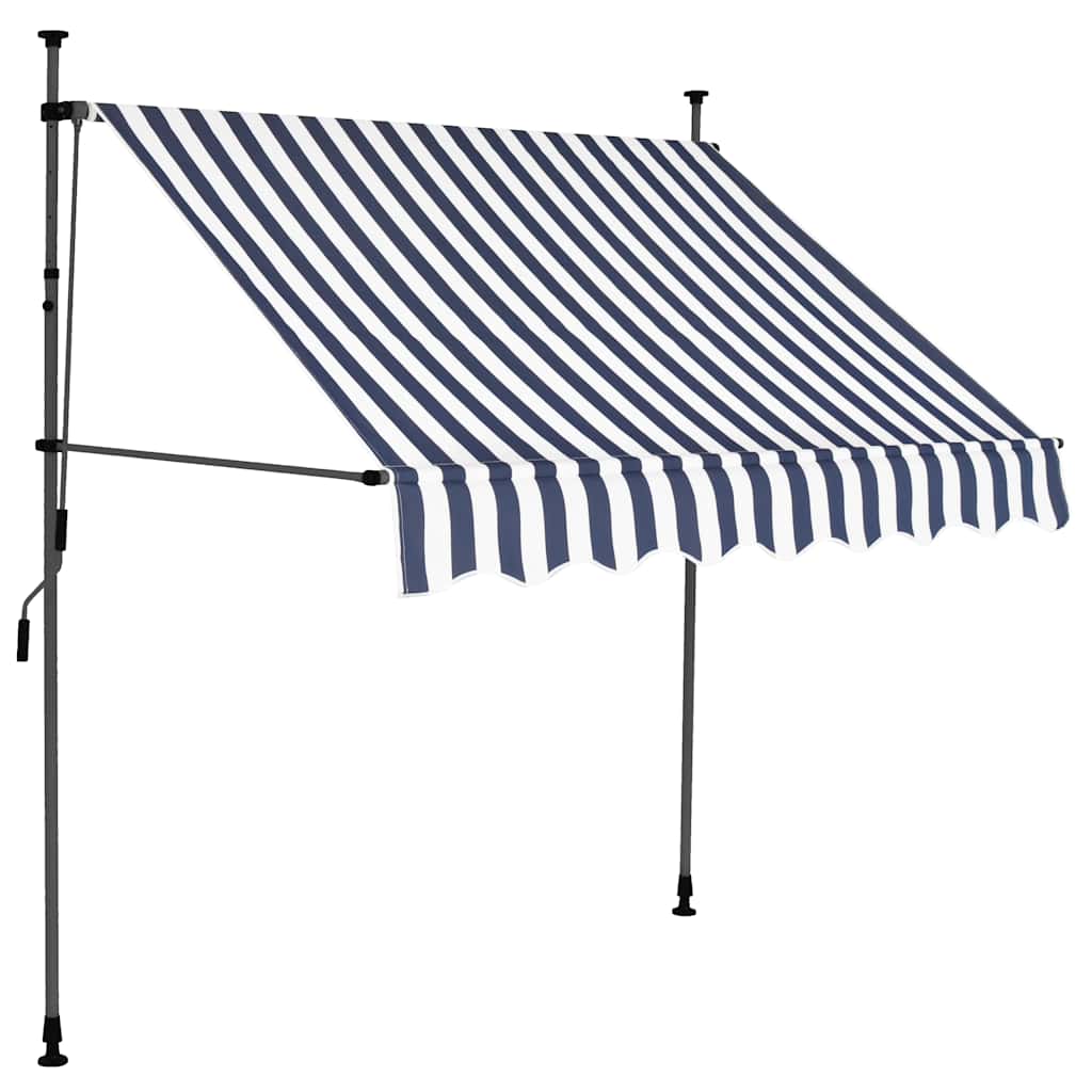 Toldo retrátil manual com LED 200 cm azul e branco