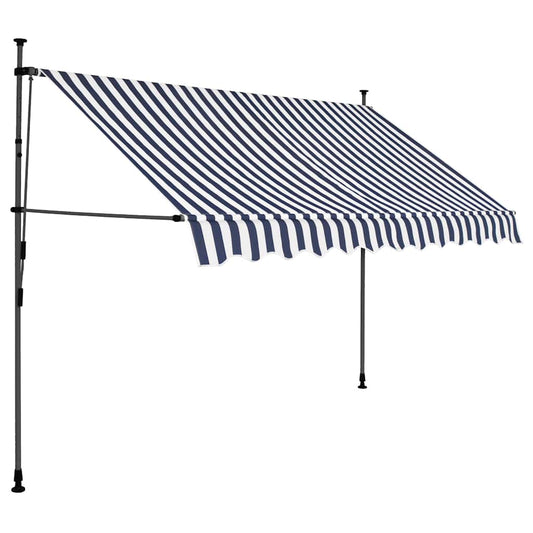 Toldo retrátil manual com LED 250 cm azul e branco