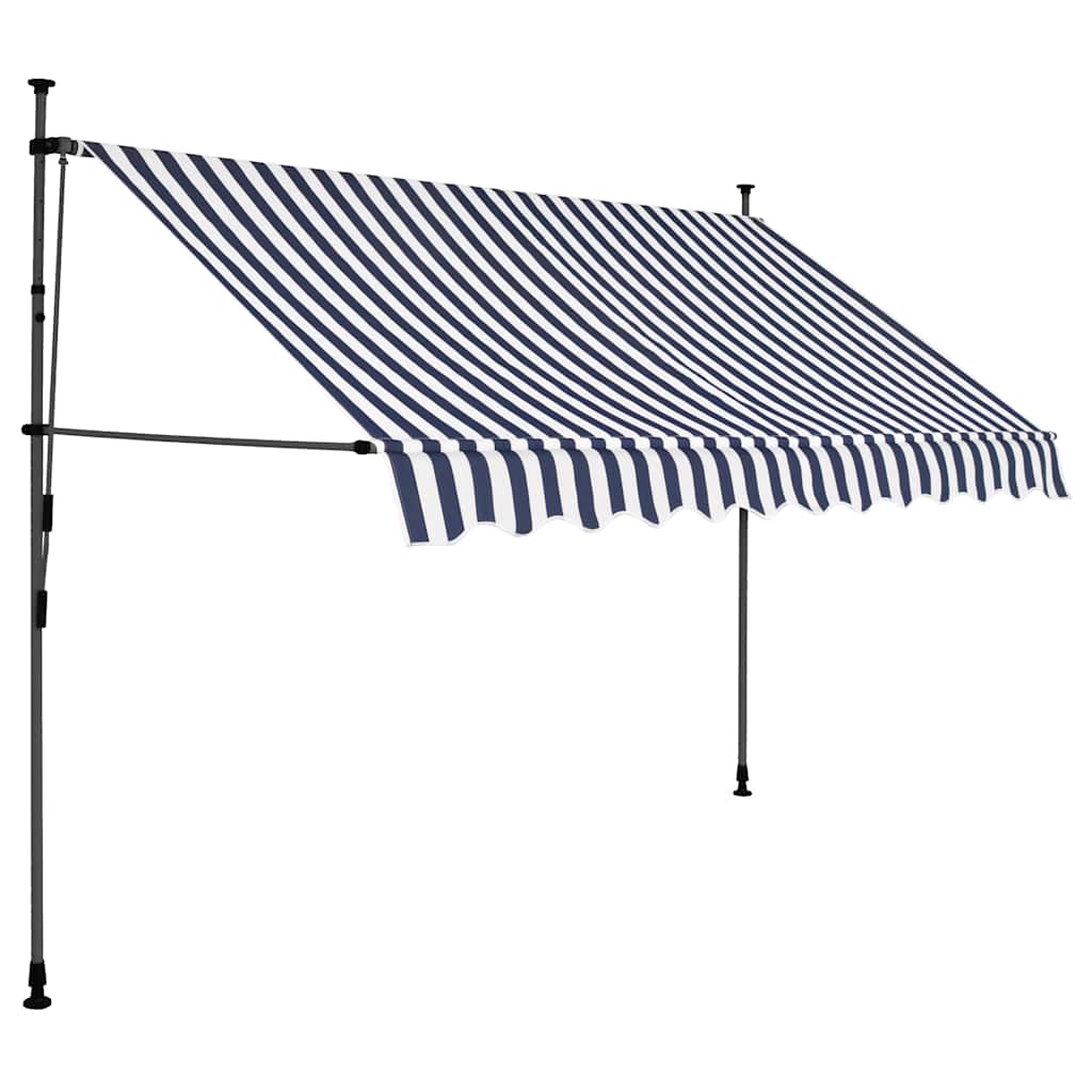 Toldo retrátil manual com LED 300 cm azul e branco