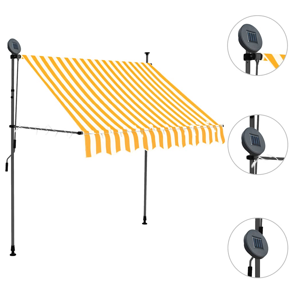 Toldo retrátil manual com LED 150 cm branco e laranja