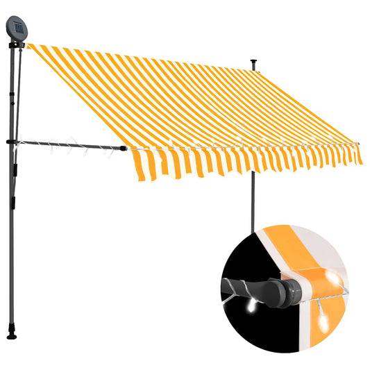 Toldo retrátil manual com LED 300 cm branco e laranja
