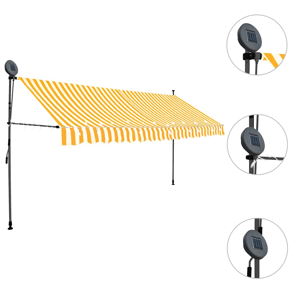 Toldo retrátil manual com LED 400 cm branco e laranja