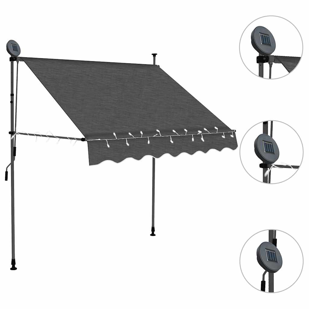 Toldo retrátil manual com LED 100 cm antracite
