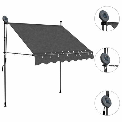 Toldo retrátil manual com LED 100 cm antracite