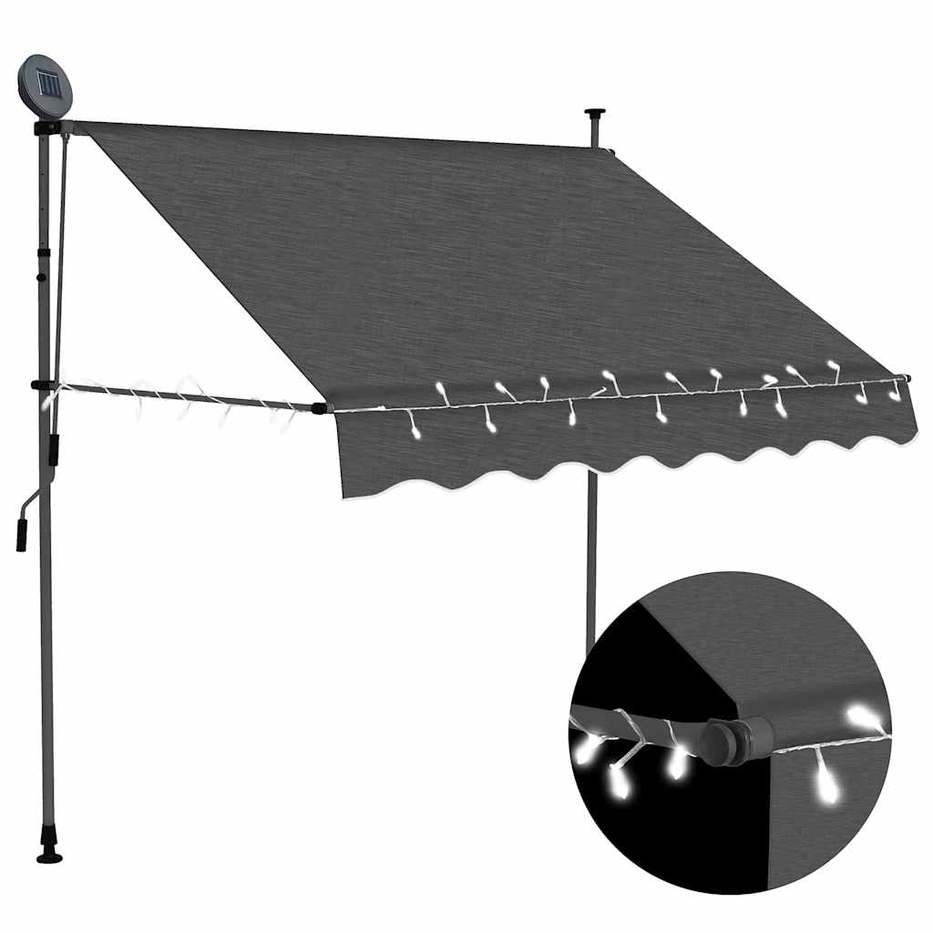 Toldo retrátil manual com LED 150 cm antracite