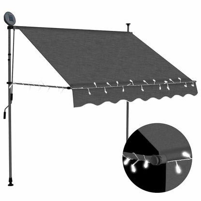 Toldo retrátil manual com LED 150 cm antracite