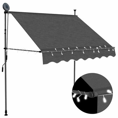 Toldo retrátil manual com LED 200 cm antracite