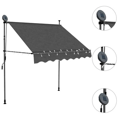 Toldo retrátil manual com LED 200 cm antracite