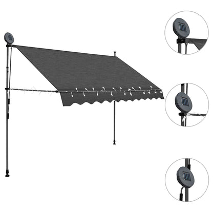 Toldo retrátil manual com LED 300 cm antracite