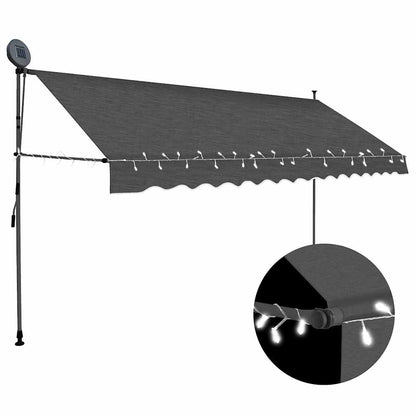 Toldo retrátil manual com LED 350 cm antracite