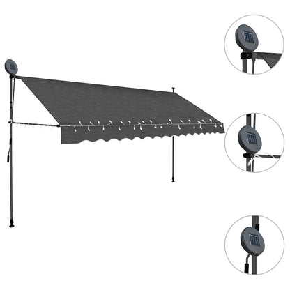 Toldo retrátil manual com LED 350 cm antracite