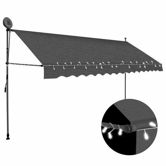Toldo retrátil manual com LED 400 cm antracite