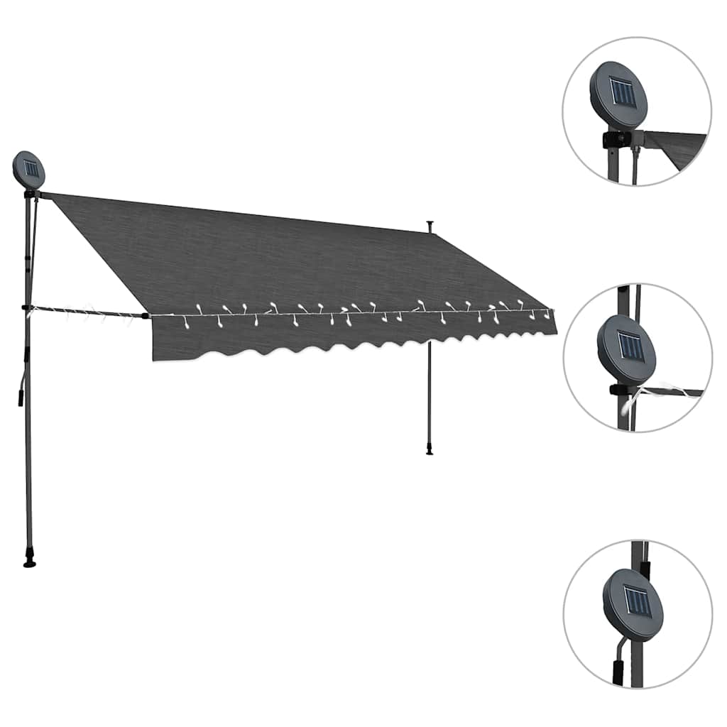 Toldo retrátil manual com LED 400 cm antracite