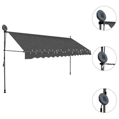 Toldo retrátil manual com LED 400 cm antracite