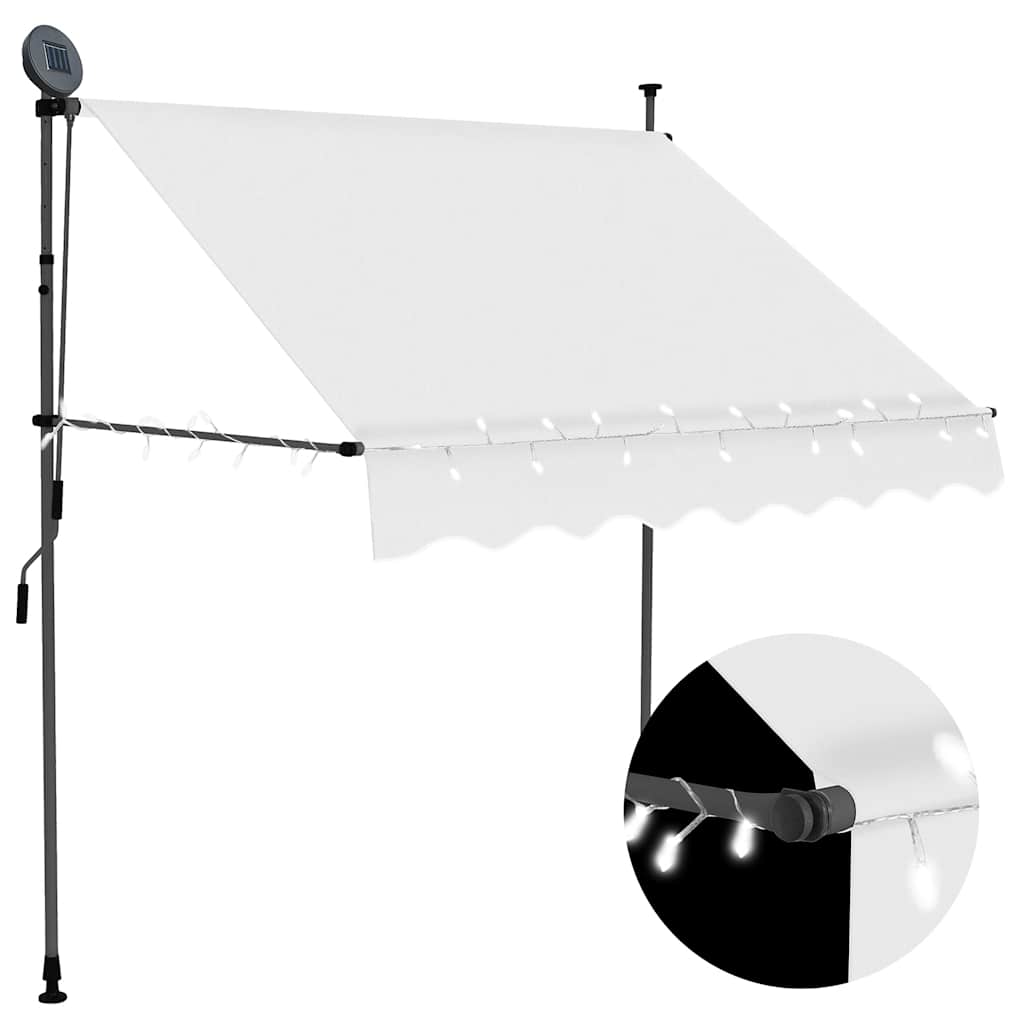 Toldo retrátil manual com LED 100 cm creme