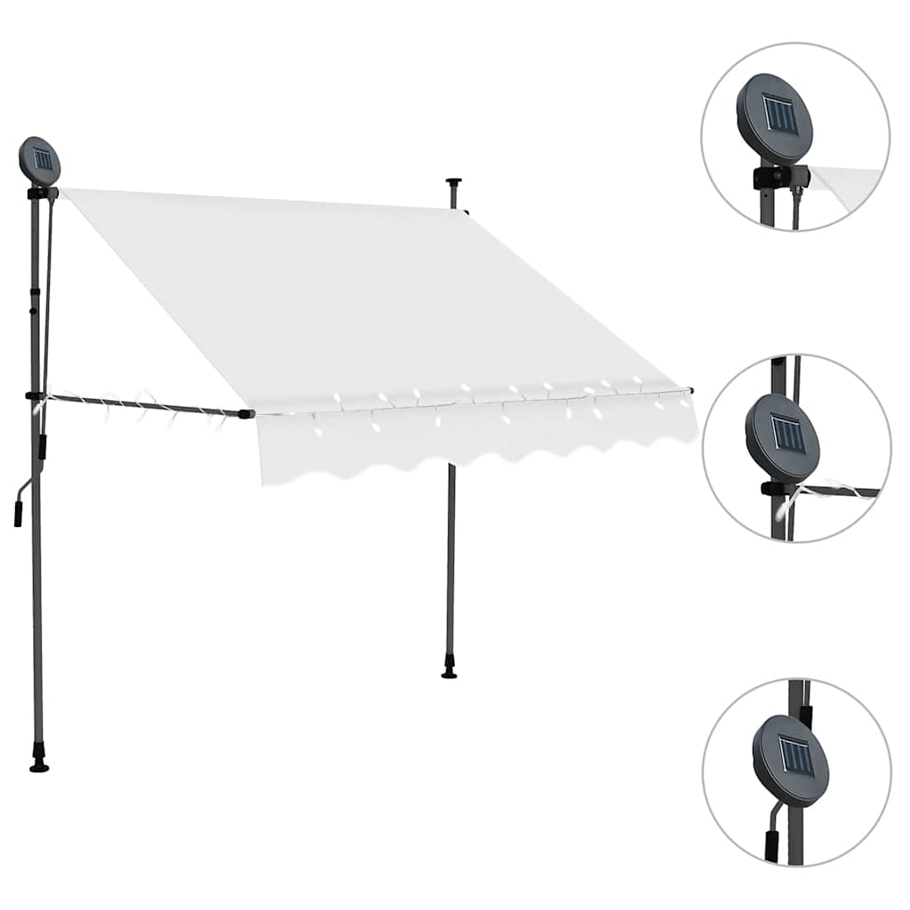 Toldo retrátil manual com LED 150 cm creme