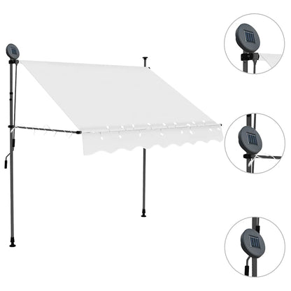 Toldo retrátil manual com LED 150 cm creme