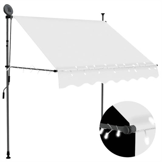 Toldo retrátil manual com LED 200 cm creme