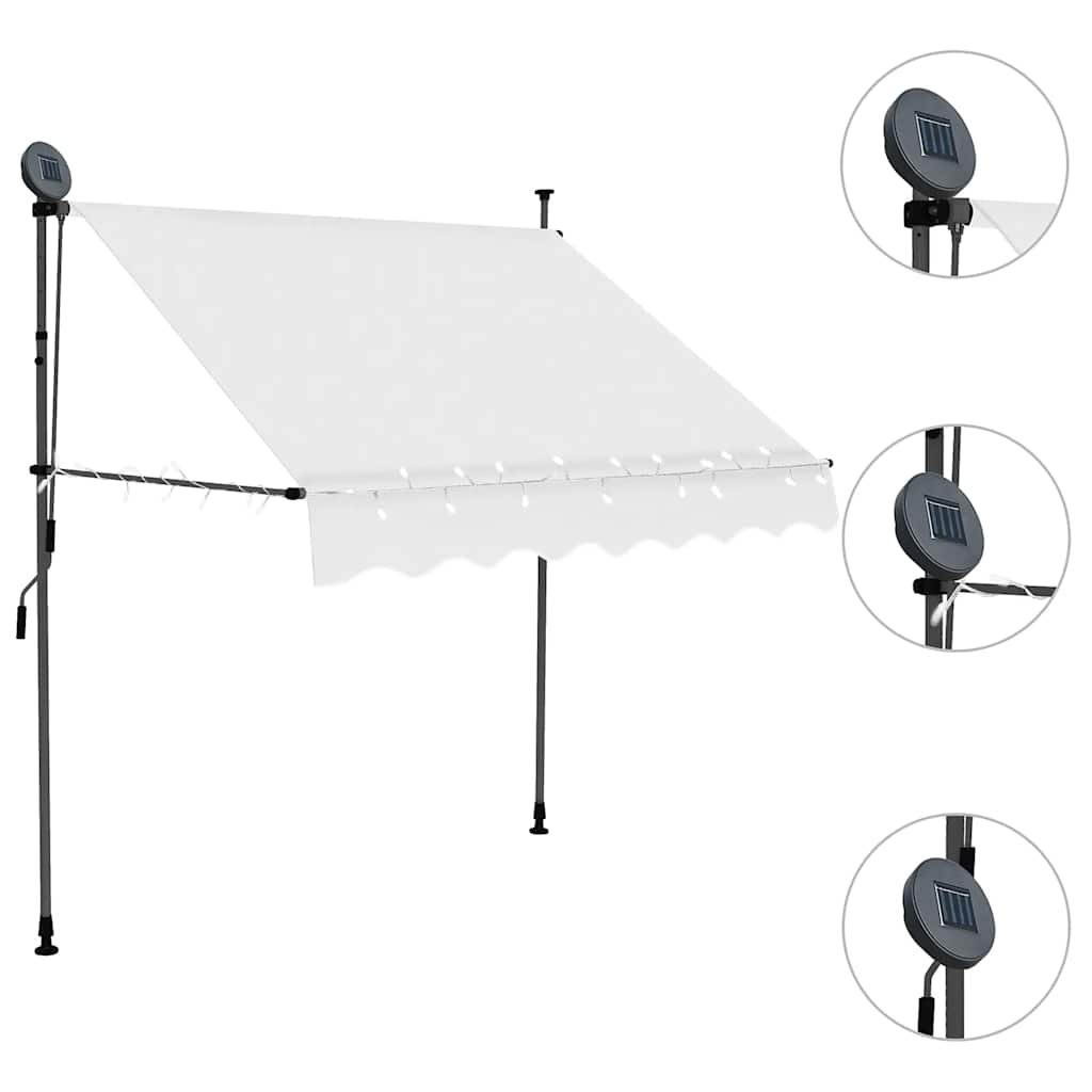 Toldo retrátil manual com LED 200 cm creme