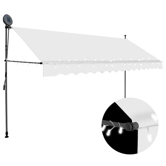 Toldo retrátil manual com LED 350 cm creme