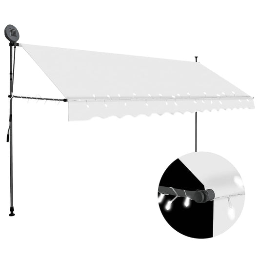 Toldo retrátil manual com LED 400 cm creme