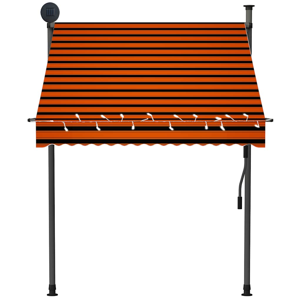 Toldo retrátil manual com LED 150 cm laranja e castanho