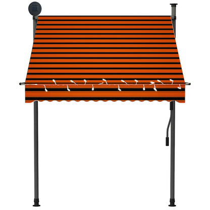Toldo retrátil manual com LED 150 cm laranja e castanho