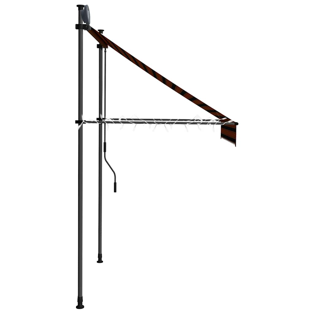 Toldo retrátil manual com LED 150 cm laranja e castanho