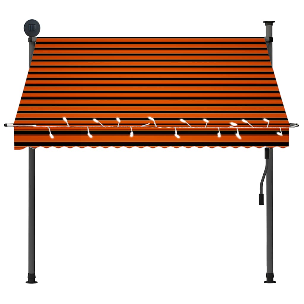 Toldo retrátil manual com LED 200 cm laranja e castanho