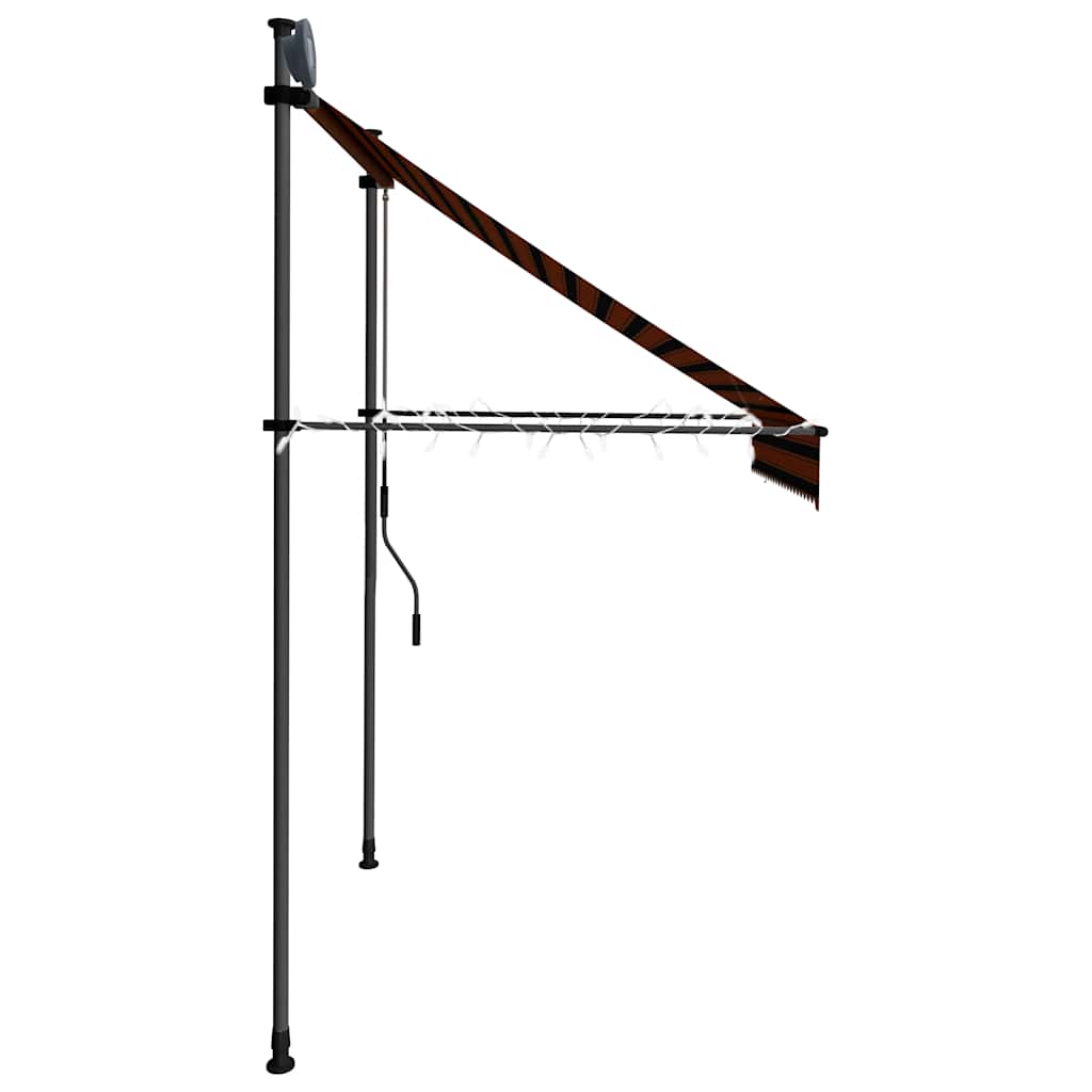 Toldo retrátil manual com LED 200 cm laranja e castanho