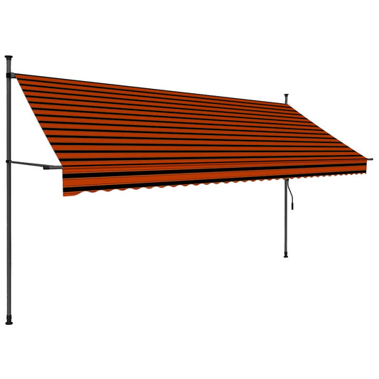 Toldo retrátil manual com LED 350 cm laranja e castanho