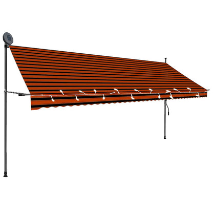 Toldo retrátil manual com LED 400 cm laranja e castanho