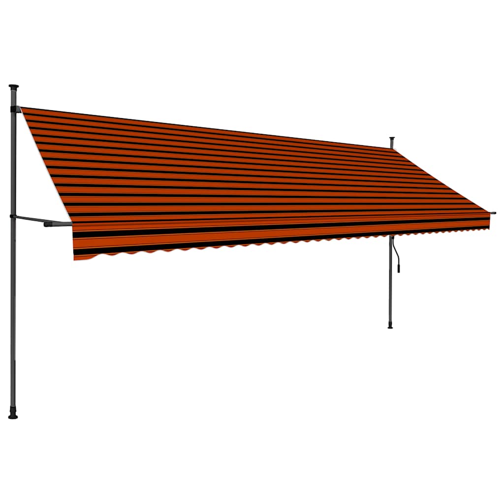Toldo retrátil manual com LED 400 cm laranja e castanho