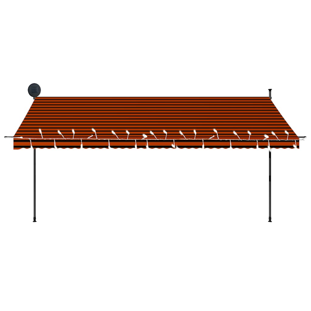 Toldo retrátil manual com LED 400 cm laranja e castanho