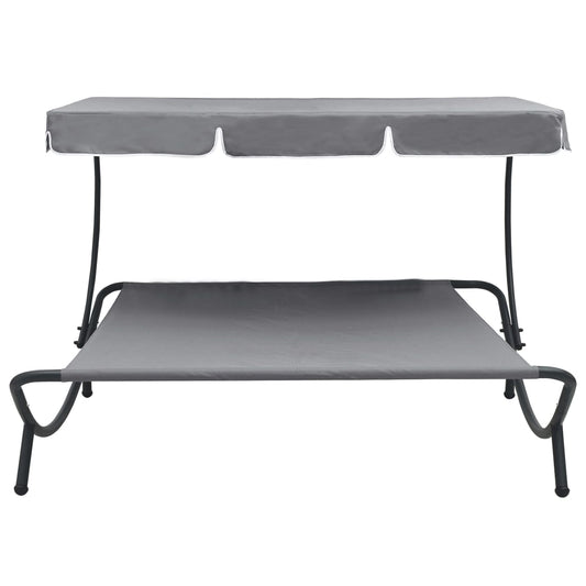Espreguiçadeira com toldo cinzento
