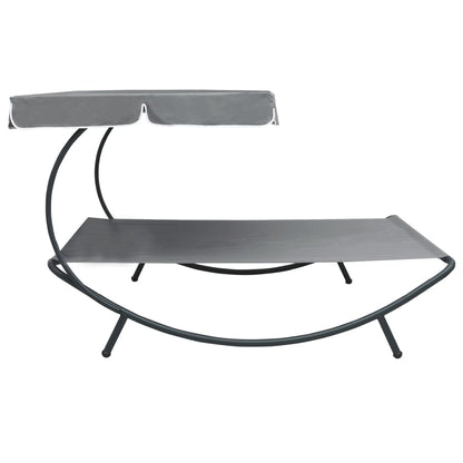 Espreguiçadeira com toldo cinzento