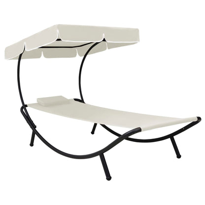 Espreguiçadeira com toldo e almofada branco nata