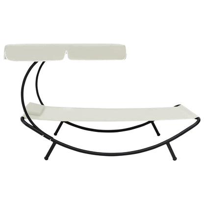 Espreguiçadeira com toldo e almofada branco nata