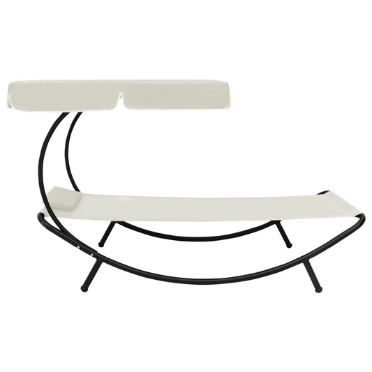 Espreguiçadeira com toldo e almofada branco nata