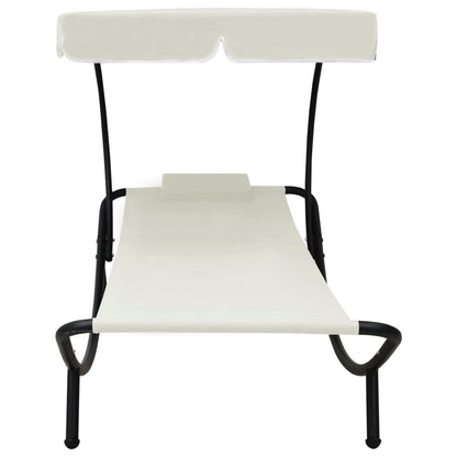 Espreguiçadeira com toldo e almofada branco nata