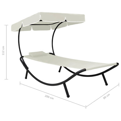 Espreguiçadeira com toldo e almofada branco nata