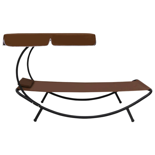 Espreguiçadeira com toldo e almofada castanho