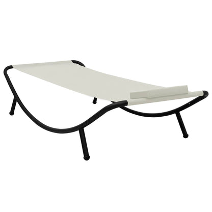 Espreguiçadeira de jardim 200x90 cm aço creme