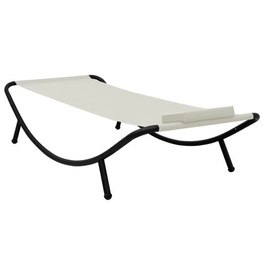 Espreguiçadeira de jardim 200x90 cm aço creme