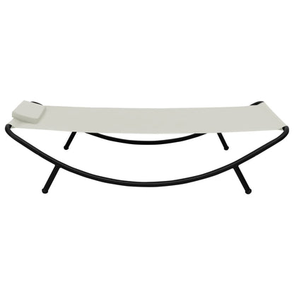 Espreguiçadeira de jardim 200x90 cm aço creme