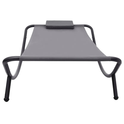 Espreguiçadeira de jardim 200x90 cm aço cinzento