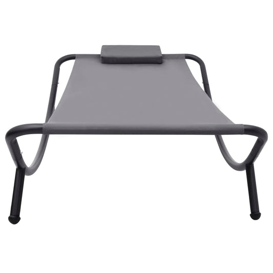 Espreguiçadeira de jardim 200x90 cm aço cinzento